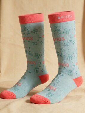 Figs Light Blue Stylish Compression Socks Size M